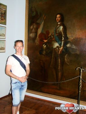 beside Peter the greats portrait in poltava battle museum